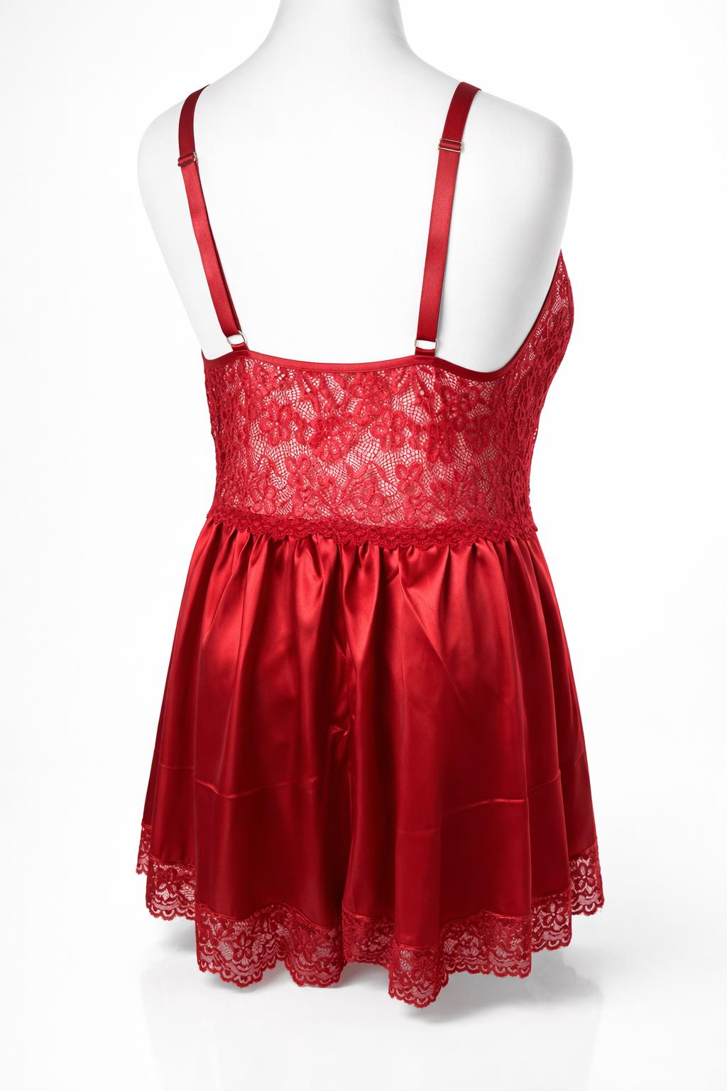 Robe de nuit satiné avec dentelle