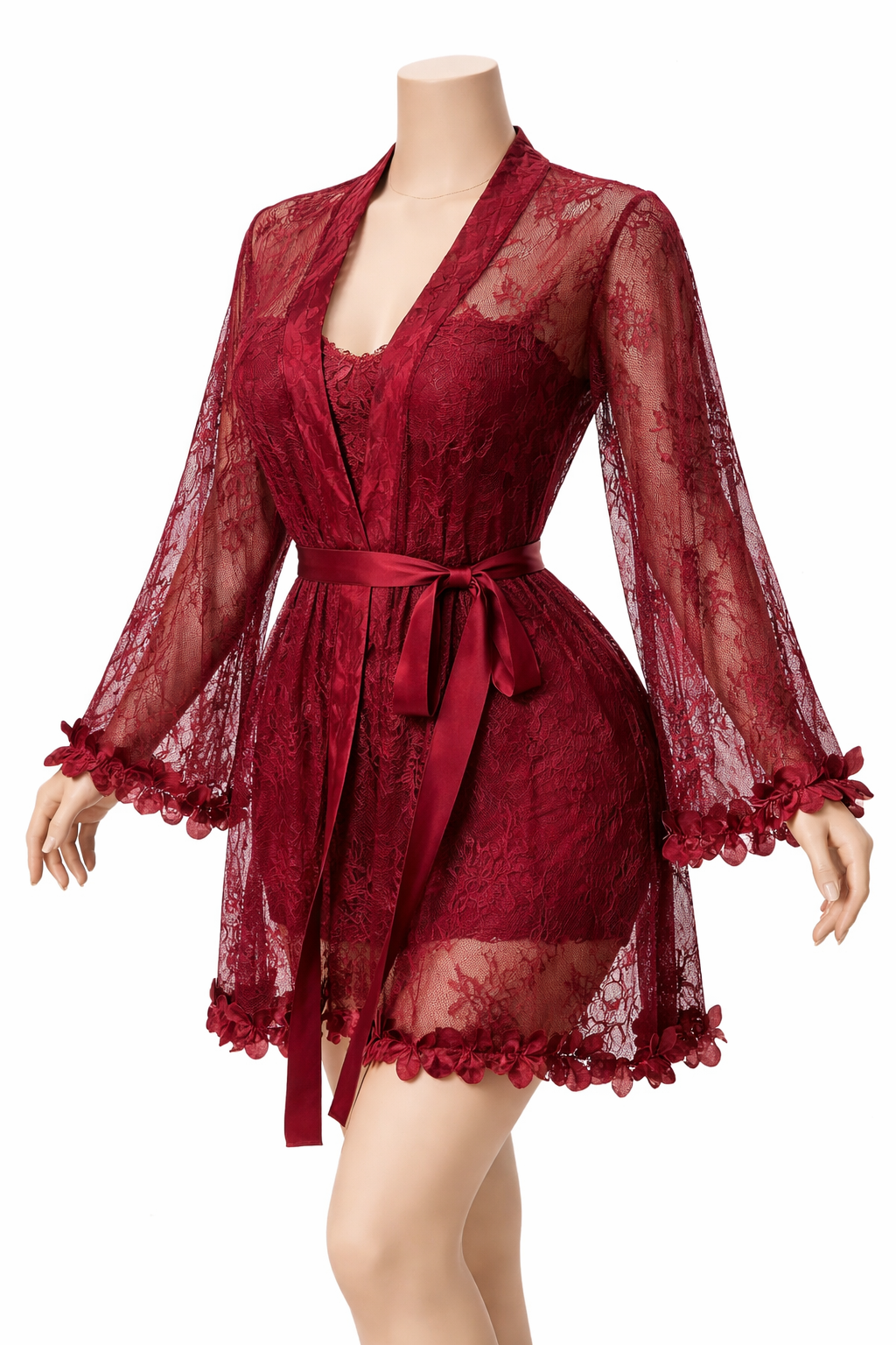Ensemble nuisette et peignoir transparent