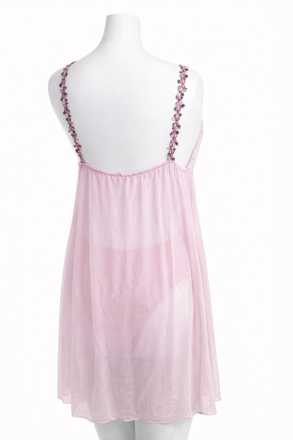 Robe lingerie transparente rose