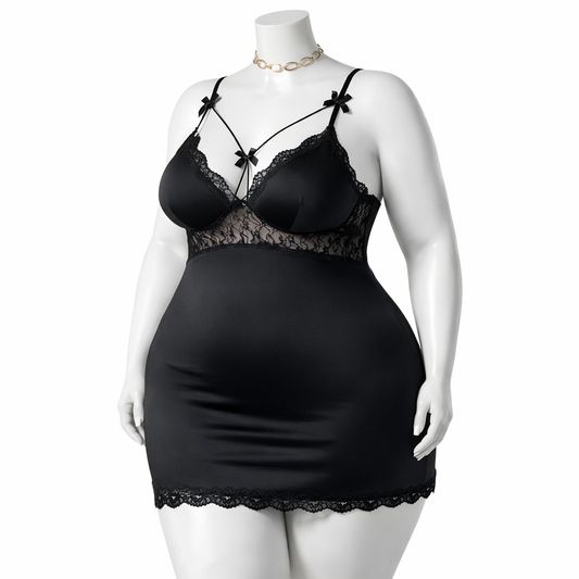 Nuisette élégante noir avec détails en dentelle