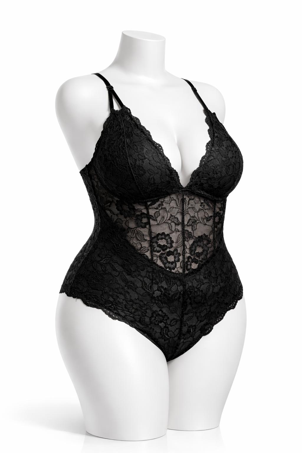 Body noir en dentelle
