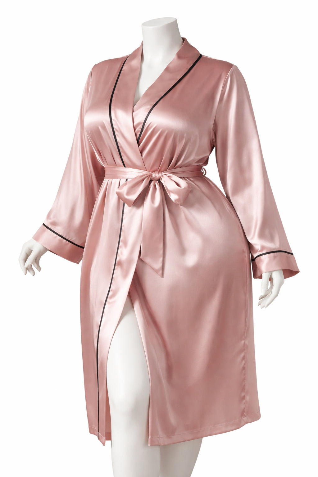 Peignoir satiné avec ou sans bande noir