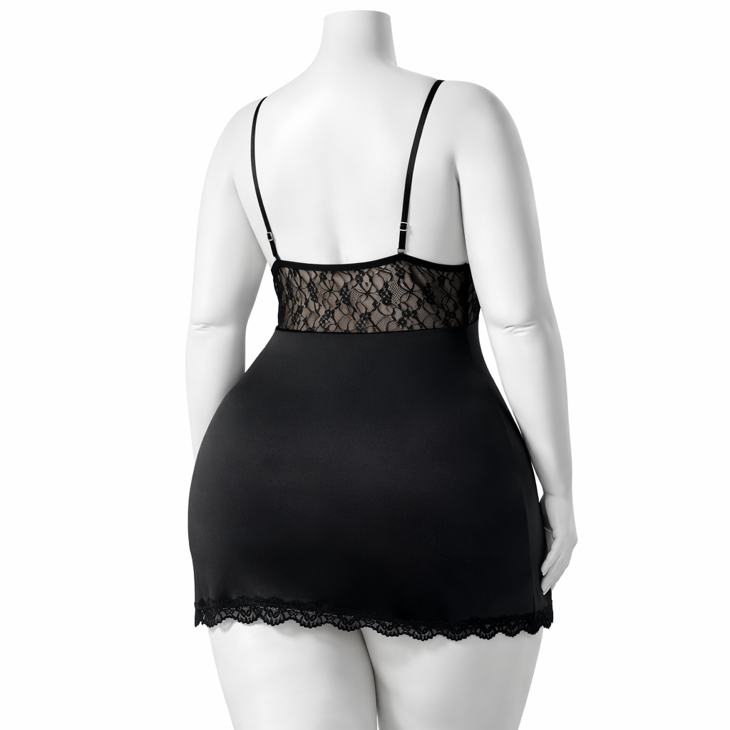 Nuisette élégante noir avec détails en dentelle