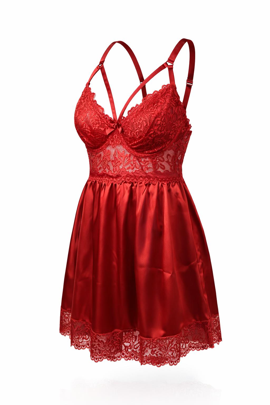 Robe de nuit satiné avec dentelle
