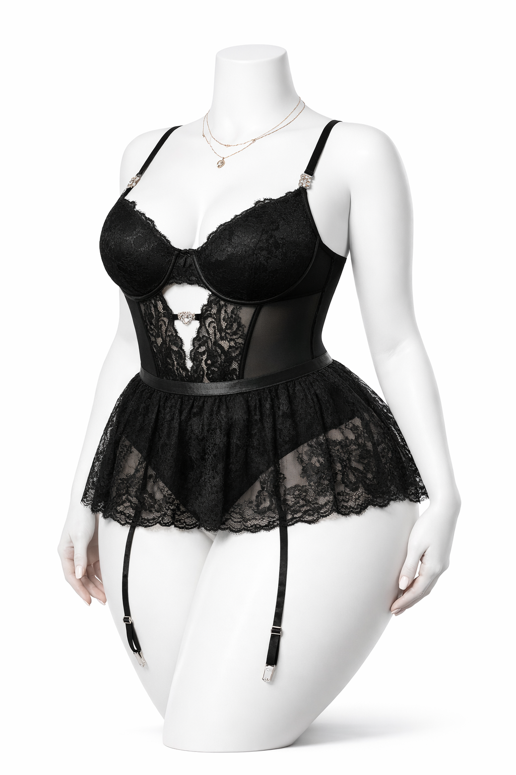 Body dentelle noir avec porte-jarretelles